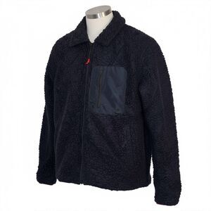 Percival Men's Full Zip Fleece Jacket in Navy Wool Sz M